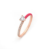 Silver Tiny Joy Heart Ring, Rose Gold Plating, Natural White Topaz  + Give Love Gift